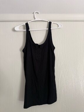 aerie Black Scoop Henley Tank Top